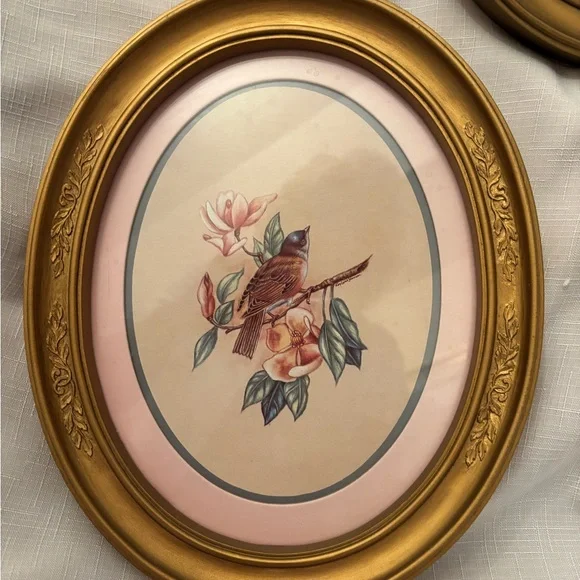 Gold Oval Framed Bird Art Set - Picture 3 of 8